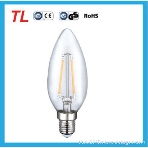 Bule sapphire ac 110-240v constant current C35 2w 4w e27 e14 dimmable led filament candle bulb light